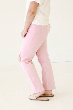 City Chic Outing Super High Dad Jean in Rose Quartz