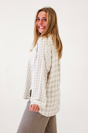 Plaid Picnic Party Shirt in Taupe