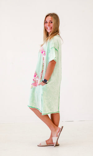 Peace Sign Dress in Mint
