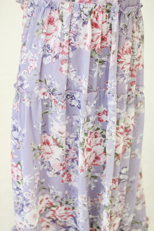 Embrace Coastal Vibes Floral Maxi Dress In Lilac