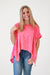 Chill Outing Washed Comfy Knit Top in Pink