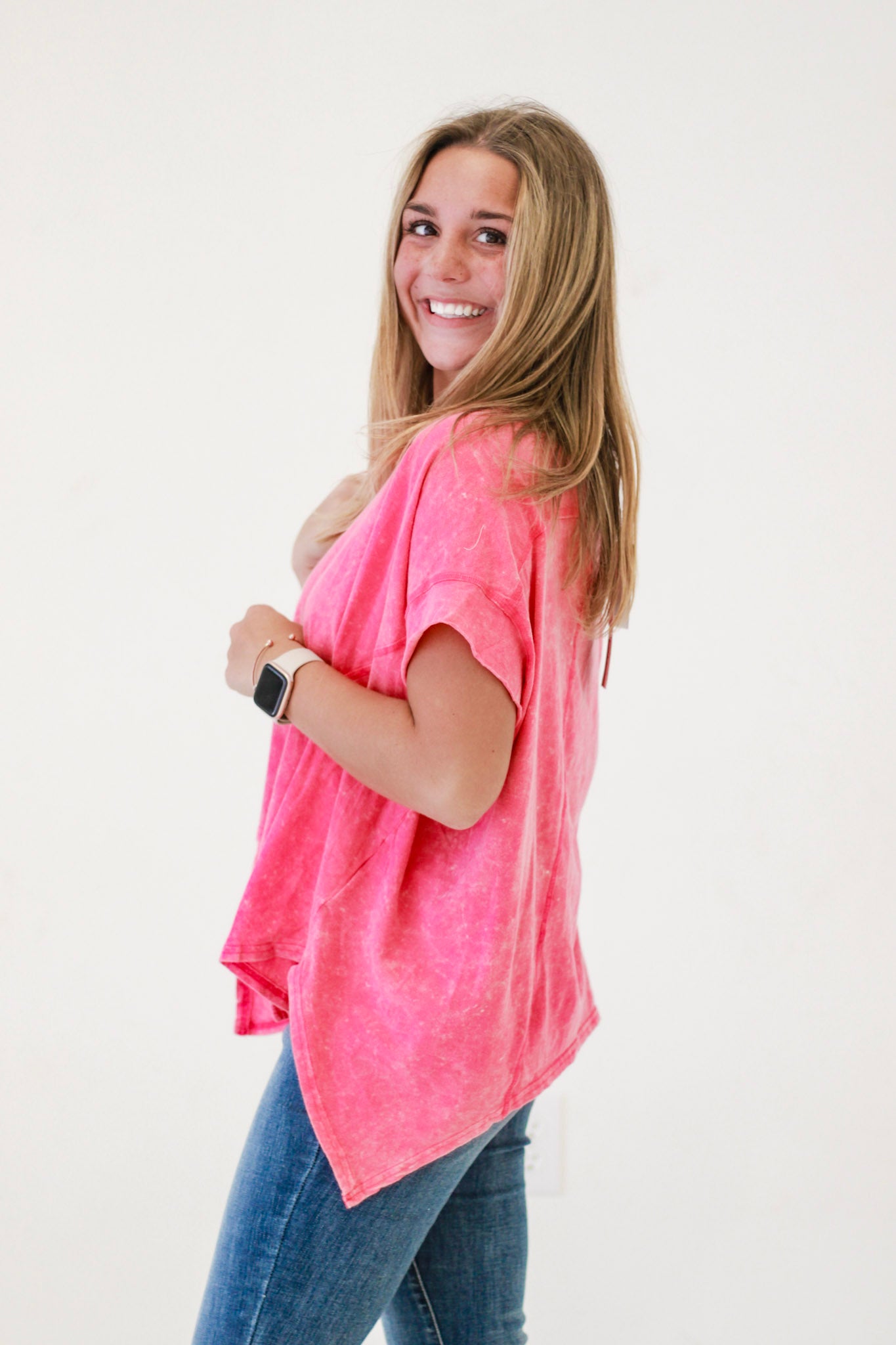 Chill Outing Washed Comfy Knit Top in Pink