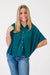 Casual Date Short Sleeve Button Down Top in Teal