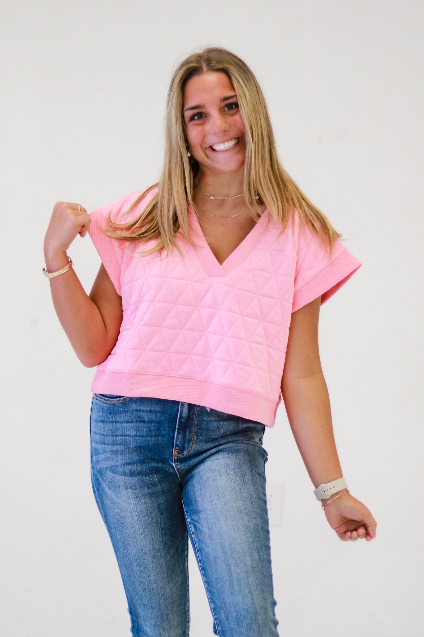 Stand Out Textured Top in Pink
