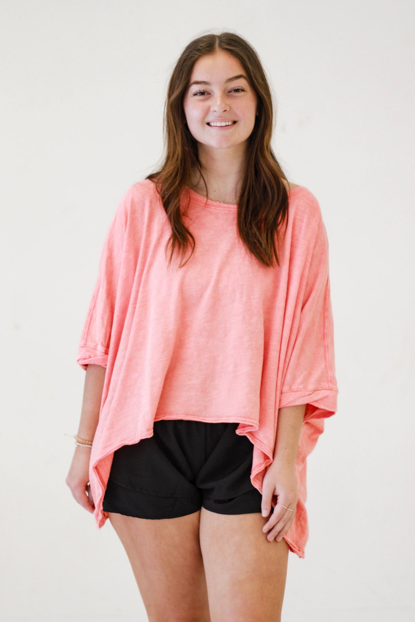 Boho Vibes Mineral Washed Top in Guava by Oli & Hali