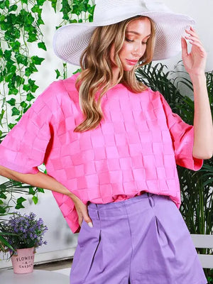 Sunny Days Short-Sleeve Knit in Pink