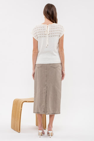 Whimsical Weekend Eyelet Yoke Sweater