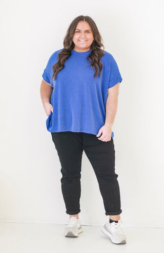 Do You Believe in Love Ribbed Top in Royal Blue