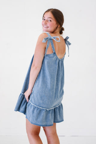 County Fair Washed Denim Dress in Indigo