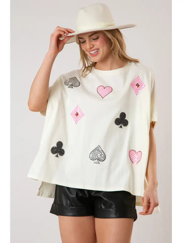 Poker Patch Play Tee in Cream