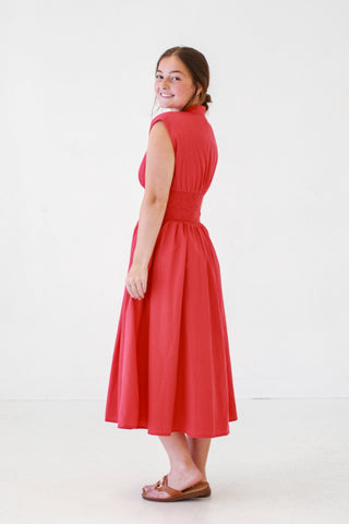 Party Glam Midi Dress in Red
