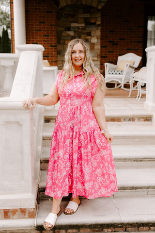 Downtown Charleston Hot Pink Midi Dress