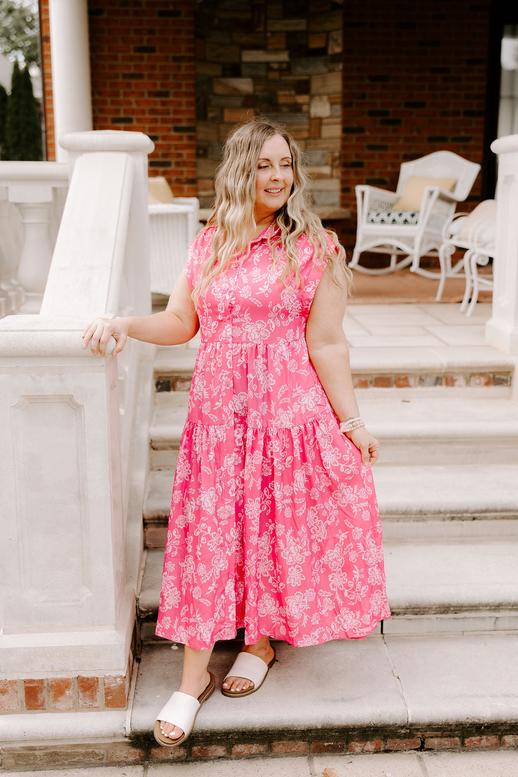 Downtown Charleston Hot Pink Midi Dress