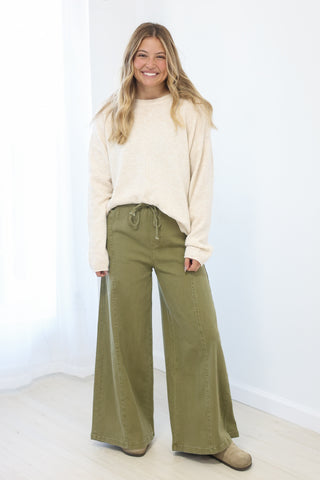In Solidarity Olive Mineral Washed Pants