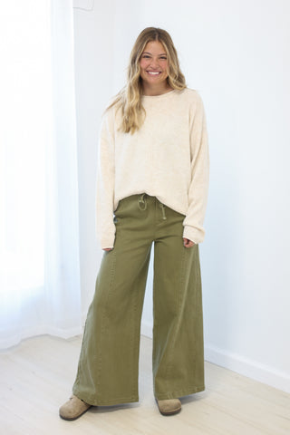 In Solidarity Olive Mineral Washed Pants