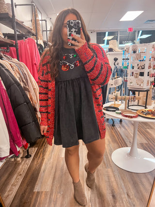 Light Up the Holidays Black Mineral Wash Dress with Sequins Lights