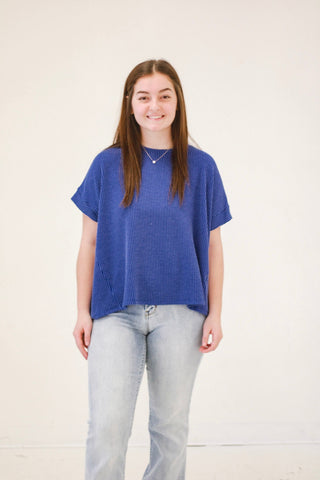 Do You Believe in Love Ribbed Top in Royal Blue