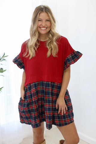 Happy Holidays Tartan Plaid Dress
