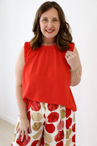 True to You Blouse in Tomato Red