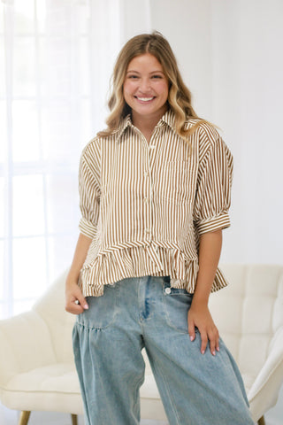 All The Vibes Striped Blouse