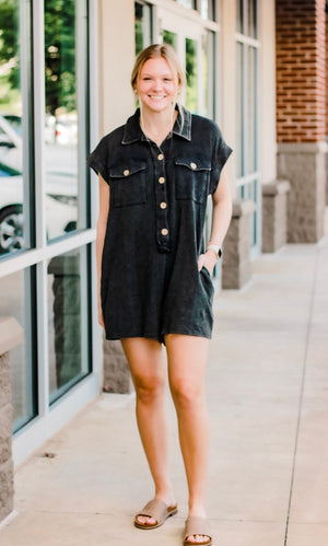 Been the Best Romper in Charcoal