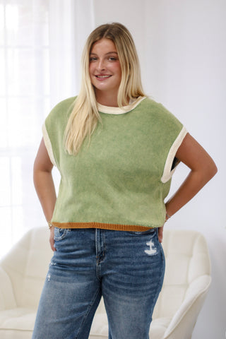 Light Up Your Life Sweater Top in Moss Green