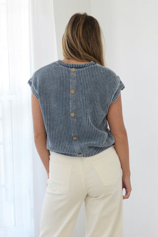 Born for This Washed Navy Knit Top