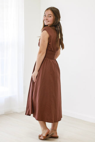 Party Glam Midi Dress in Brown