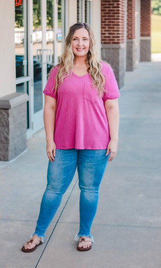 On My Own Now Ribbed Top in Orchid