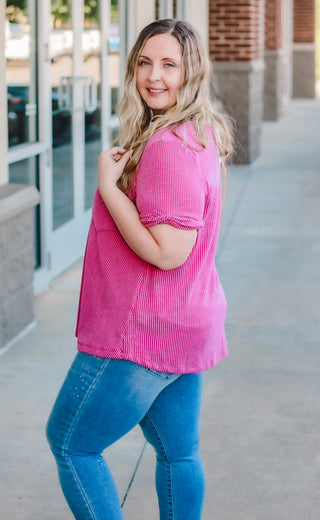 On My Own Now Ribbed Top in Orchid