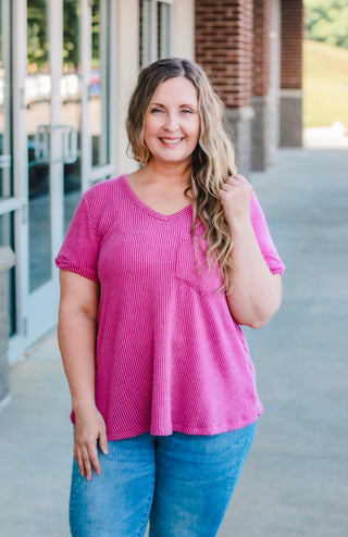 On My Own Now Ribbed Top in Orchid