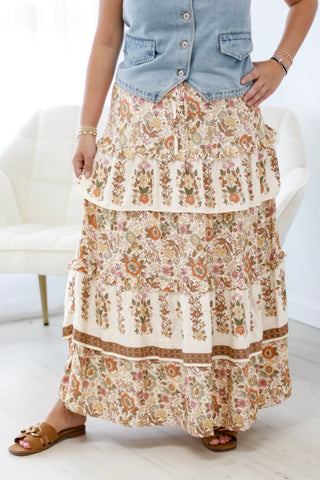 October Sky Floral Skirt