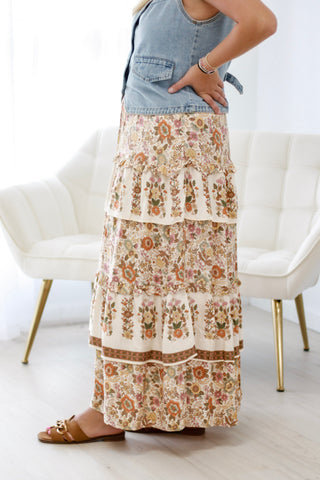 October Sky Floral Skirt