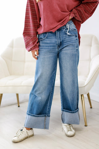 Kicked Back Cuffed Baggy Jeans