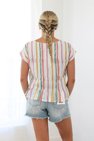 Fun Time Stripes Smocked Top