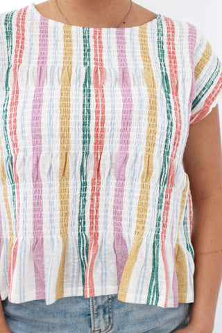 Fun Time Stripes Smocked Top