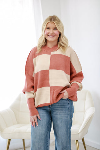 Falling for You Check Sweater