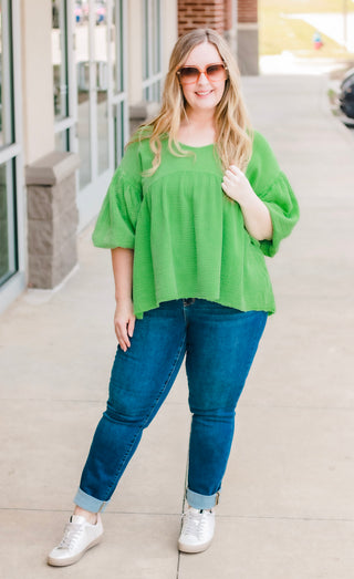 Hey!  Let's Party Blouse in Green Apple