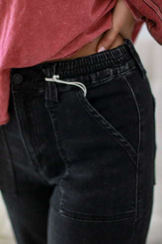 Beyond Basic Baggy Cuffed Faded Black Jean
