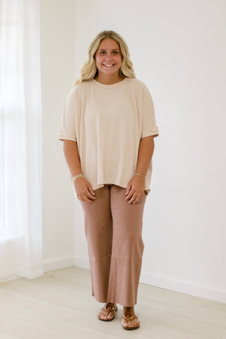 Downtown Vibes Wide Leg Pants in Red Bean