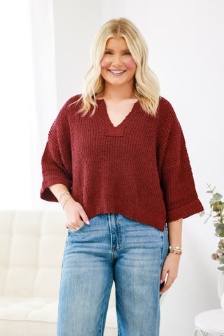 Wine and Dine Cranberry Sweater
