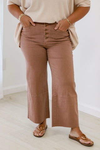 Downtown Vibes Wide Leg Pants in Red Bean