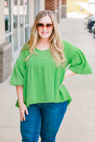 Hey!  Let's Party Blouse in Green Apple