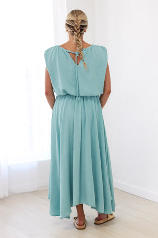 In the Moment Pleated Midi Skirt in Light Teal