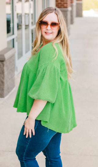 Hey!  Let's Party Blouse in Green Apple