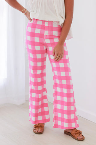 Sweet as Candy Gingham Pants in Pink