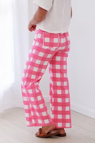Sweet as Candy Gingham Pants in Pink