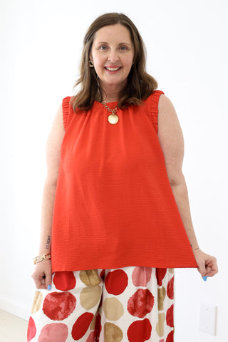True to You Blouse in Tomato Red