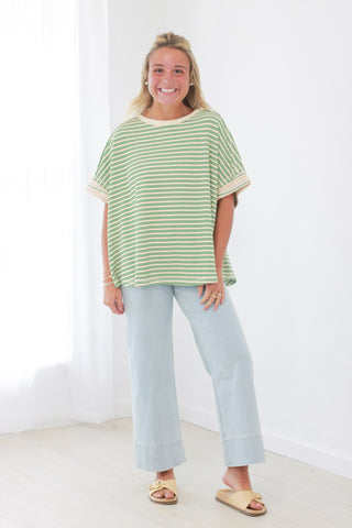 You've Got This Stripe Top in Green Apple