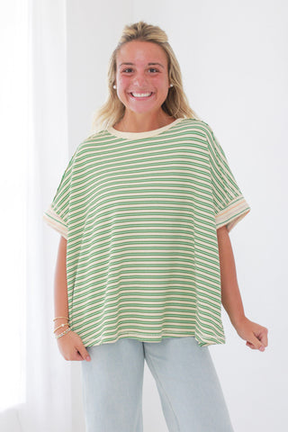 You've Got This Stripe Top in Green Apple